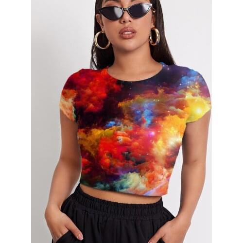 3d Tshirt Colorful T-shirt Women Galaxy Tshirt Printed Nebula Funny T shirts Space T-shirts 3d Short Sleeve Hip Hop Printed Male