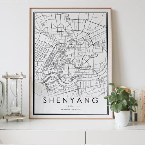 SHENYANG city map Nordic Living Room Decoration Canvas Poster Modern Home Decor Art Print Painting