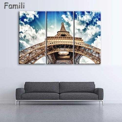 3Pcs/set Fashion Eiffel Tower Canvas Painting Cuadros Decoration Picture Wall Pictures For Living Room Modern Paintings