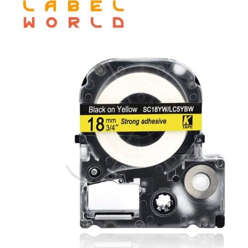 18mm EPSON label tape black on yellow typewriter label tape compatible for kingjim label maker LW-300 lw400 epson label printer