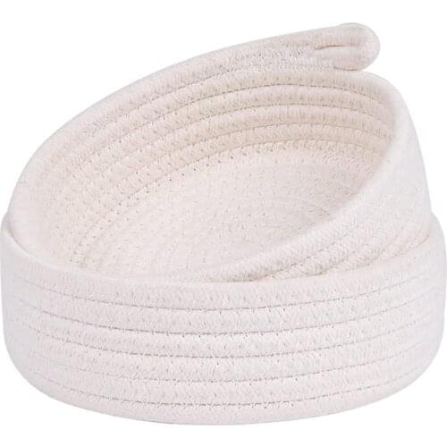 Small Basket Set of 2 Mini Woven Baskets Round Cotton Rope Basket Little Storage Baskets for Organizing Bins