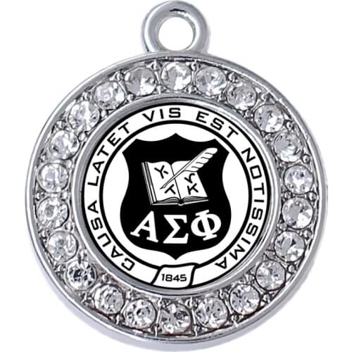 Fashion greek letter organization ALPHA SIGMA PHI causal Latet VIS EST notissima label sticker charm pendant