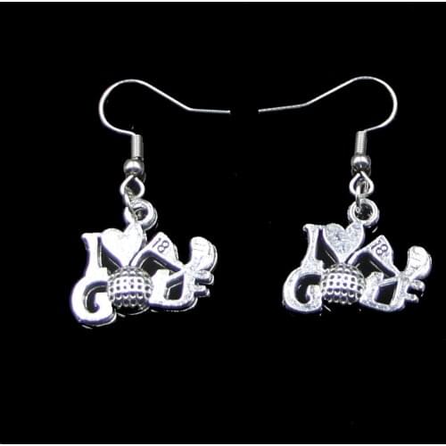 Fashion Handmade Simple Design 17*22mm I Love Golf Drop Earrings For Women Gift Fashion Jewelry Cute Small Object