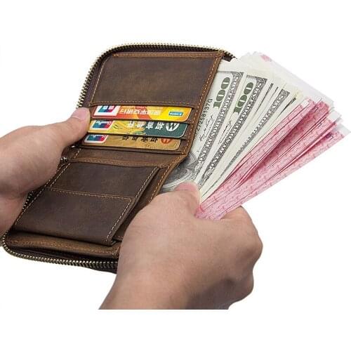 Retro Mens Wallet RFID Anti-theft Protection Coin Bag Zipper Wallet Mens Zipper Wallet Storage Wallet Short Mens Wallet