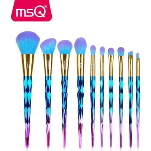 MSQ Makeup Brushes Set 10pcs Diamond Handle Tools Powder Foundation Make Up Brush Kit Duo Color Synthetic Hair Cosmetic Tool