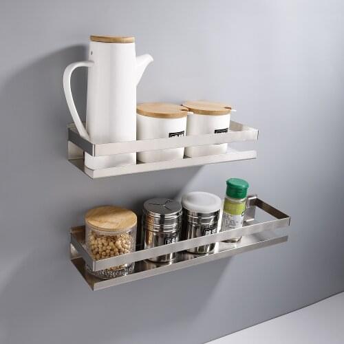 Athroom Hradware Accessories Bathroom Wall Corner Shelves Stainless Steel Kitchen Spice Rack Shampoo Storage Rack Shower Shelf