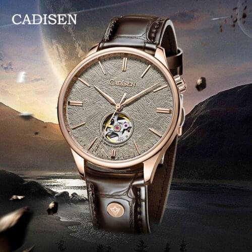 New CADISEN Automatic Watch For Men Tourbillon Miyota 82S0 Men Mechanical Wristwatches Leather Sport Meteorite reloj hombre 2021