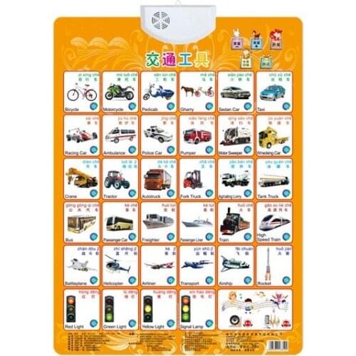 Educational enlightenment toy for Distinguish Traffic Vehicle Light read Learning Baby sound wall chart read card book Early