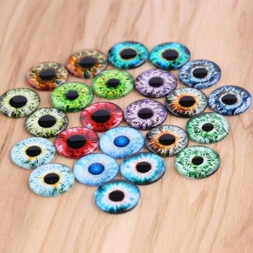 Onwear 50pcs super thin doll eyes photo round glass cabochon 14mm diy flat back handmade jewelry findings for scrapbooking