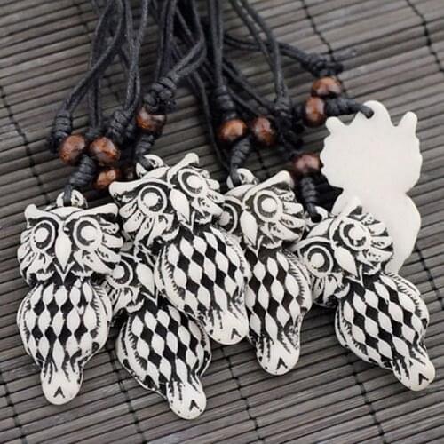 Wholesale lots 12 pcs Handmade Trbial style Owl Pendants Necklace MN451