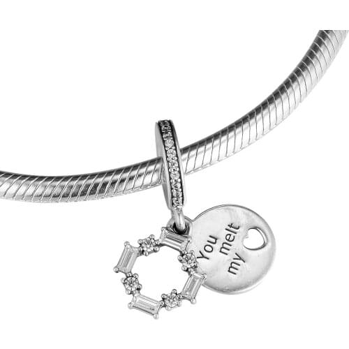 Fits For Pandora Charms Bracelets Ice Carving Hanging Beads 100% 925 Sterling-Silver-Jewelry Free Shipping