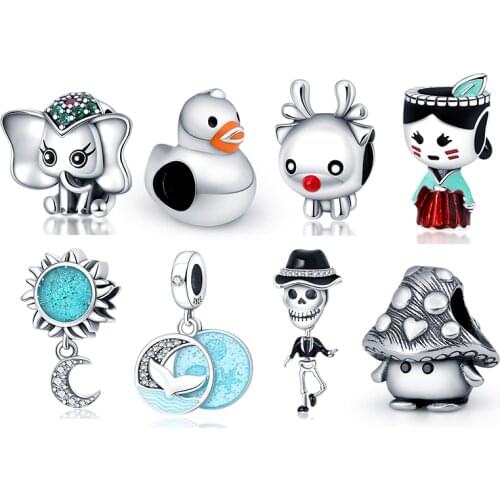 Genuine 925 Sterling Silver Little Animal Series Fit Original 3mm Bracelet&BangleMaking Fashion DIY Jewelry For Women