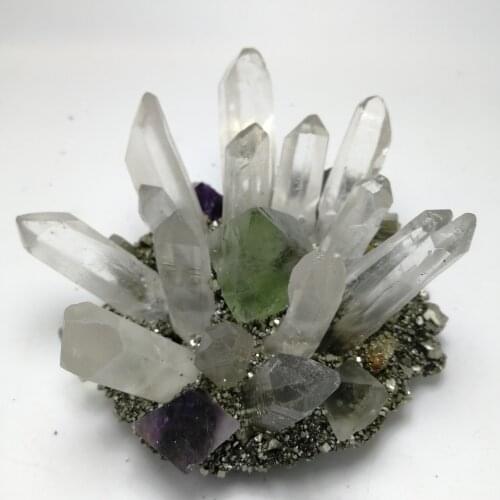 1 pc Hot popular rare crystal specimen fluorite plus pyrite plus chakra crystal cluster for decoration