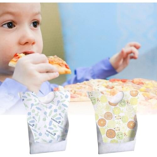 Portable Baby Disposable Bibs Skin-friendly Non-woven Fabric Large Pockets Stain Resistant Toddler Bibs For Travel