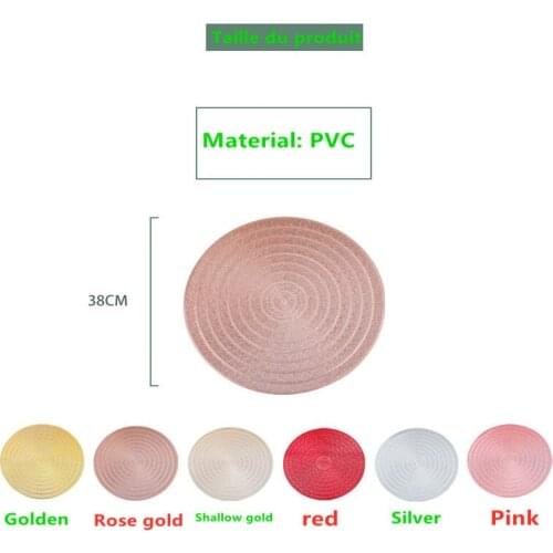 Simple solid color European round PVC hollow hot stamping placemat Hotel heat insulation non-slip coffee cup mat steak plate mat