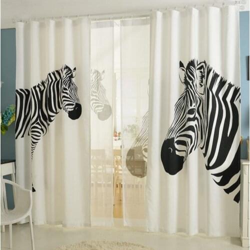 Nordic Ins Digital Printed 3d Curtains For Bedroom Window Decoration Modern Style Zebra Pattern Window Curtain Room 2pcs A Set