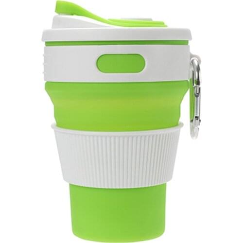 Folding Silicone Cup With Carabiner Portable Telescopic Drinking Collapsible Coffee Cup Multi-function Foldable Mug For Travel