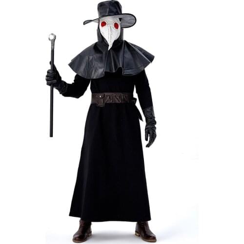 Medieval Steampunk Style Halloween Adult Plague Doctor Costume Beak Crow Long Beak Mask Costume