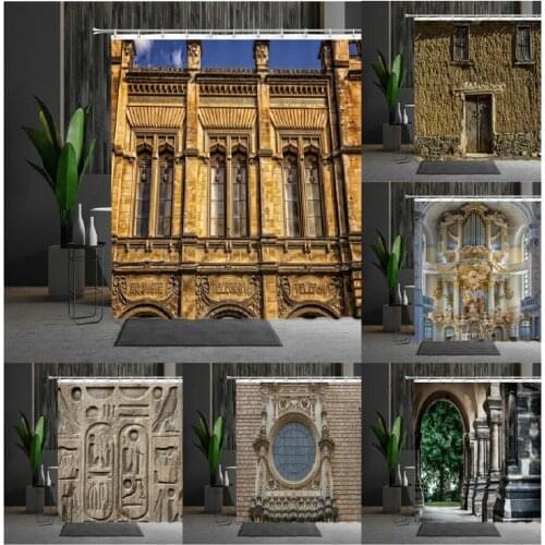 Northern Europe Style Bath Curtains Old Fashioned Building Church Classical Style Corridor Bathtub Decoration Shower Curtain