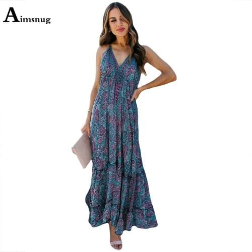 Women Elegant Long Maxi Dress Vintage Flower Print Summer Strap Beach Dress Latest 2021 Sleeveless Bohemian Loose Dresses Femme
