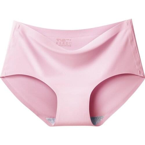 Women Sexy Mid Waist Ice Silk Seamless Lingerie Briefs Underwear Panties Underpants For Women Hipster Intimates Plus Size M-2XL