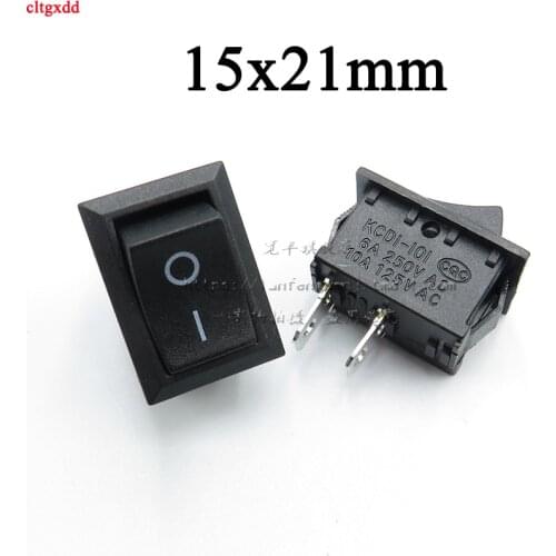 10pcs 2-pin on / off switch, 6a-10a pcs / lot balance switch v 110v 10 250 15 * 21mm black rocker snap-in switches KCD1-101