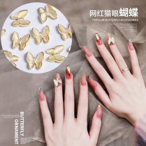 10pcs/Bag High Quality Cute Cat Eye Butterfly Rhinestone DIY Nail charm Nail Parts Decoration Accessories