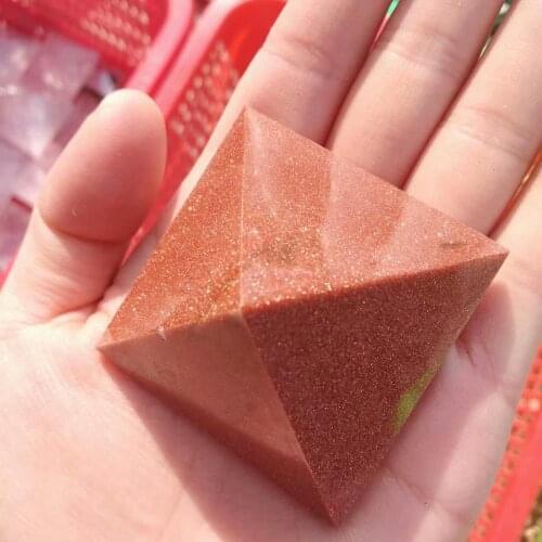 30-35mm Natural Golden Goldstone Quartz Crystal Pyramid Point Healing