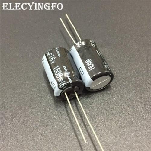 50pcs 1500uF 16V NICHICON HD Series 12.5x20mm Super Low Impedance 16V1500uF Aluminum Electrolytic Capacitor