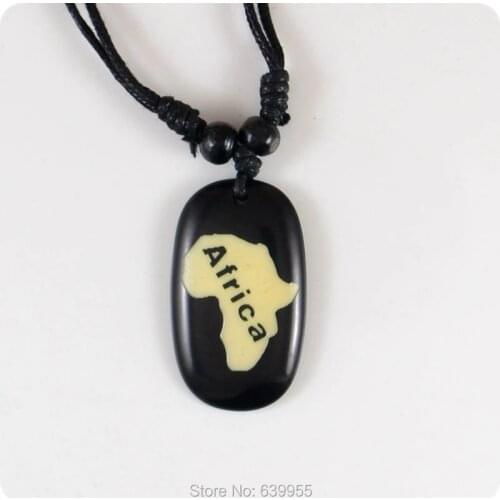 Africa map Resin Carving Pendant Necklace Fashion Jewelry