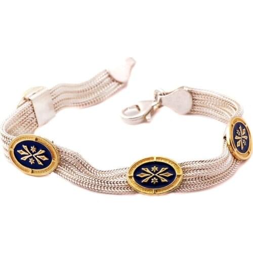 Authentic Turkish Mardin Midyat Straw ""Assyria Motif" Bracelet Handmade Enamel Silver Bracelet 925 Sterling Silver Elegant Girl