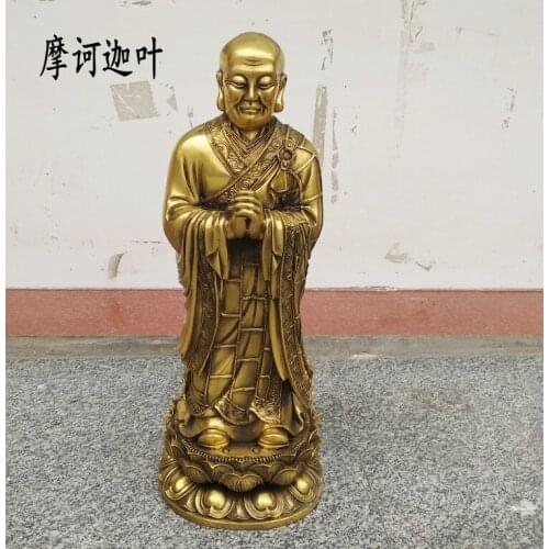 44CM large HOME Temple Shrine Patron saint efficacious protection copper Sakyamuni disciple copper Maha ka syapa Buddha statue