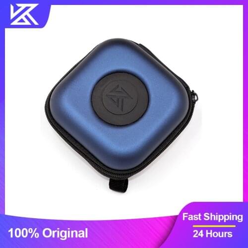 KZ Earphones Cable PU Bag Blue Color High Quality Logo Package In Headset Headphones Case Protect 85mmx85mmx40mm Storage Boxes