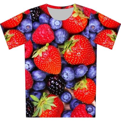 Children Fashion 3D T-Shirt Green Weed Gold Ice Cream Strawberry Blueberry Brand Design T Shirt Boy Girl Summer Wear Tee Tops