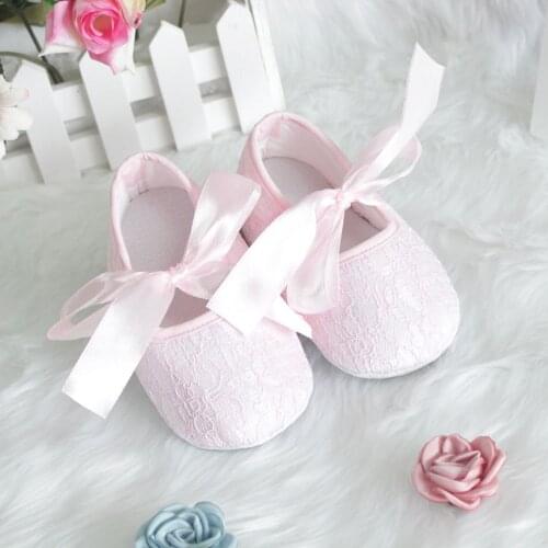 Childrens Shoes European Lace Babys First Walk Shoes Toddler Soft Anti-Slip Solid Color Shoes Newborn Infant Baby Girl