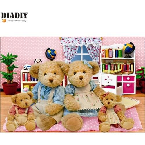 DIY round Diamond Mosaic Doll bear handmade Diamond Painting Cross Stitch Kits Diamond Embroidery Patterns Rhinestones