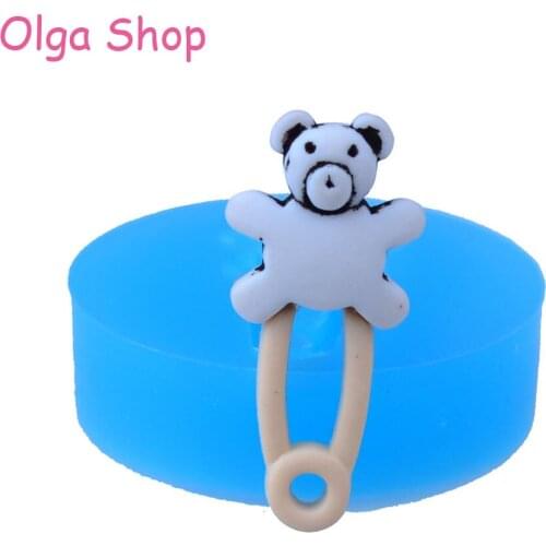 FYL449 25.8mm Bear Pin Flexible Silicone Mold - Baby Shower Mold Fondant, Cake Decoration, Cabochon Candy, Rein, Gum Paste Mold