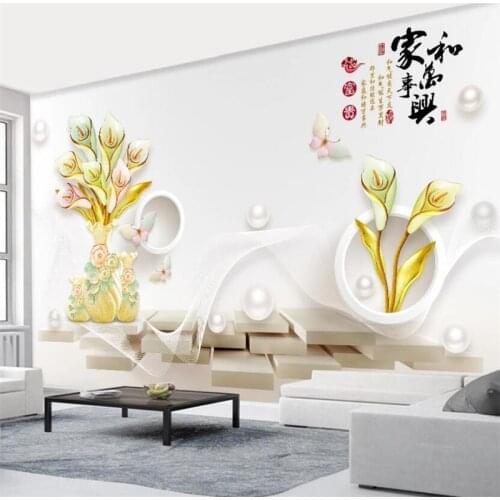 Customized 3d Wallpaper Stereo Relief Calla Lily Home and Wanshixing Mural 3D TV Background Wall Living Room Bedroom Wallpapers