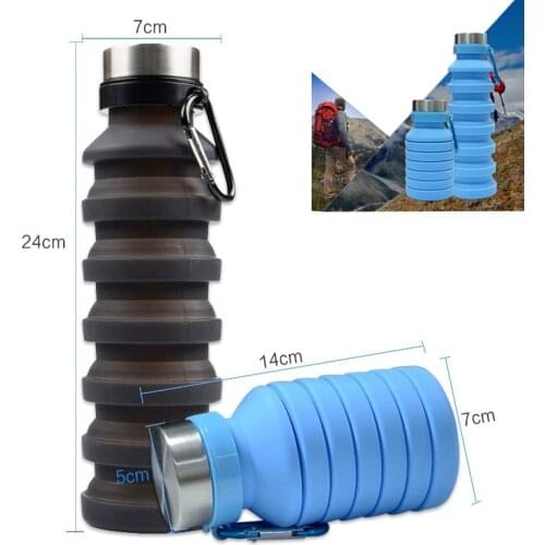 550ml Creative Folding Silicone Water Bottle Student Portable Sports Water Bottle Child Mountaineering Travel Cup Water Bottle