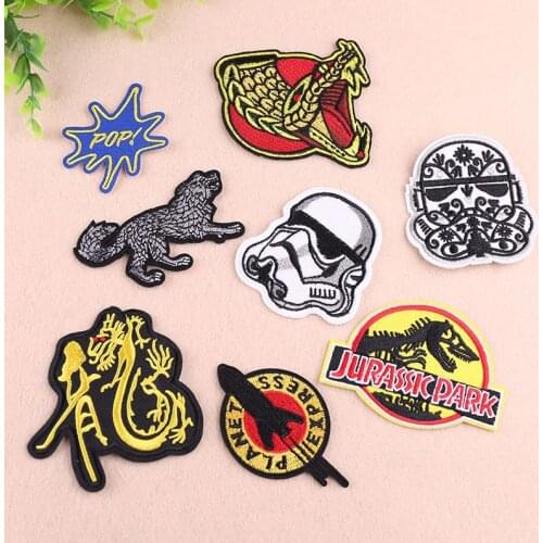 20pcs/lot Embroidery Patches Letters Clothing Decoration Accessories Skull Strange Things Dragon Diy Iron Heat Transfer Applique