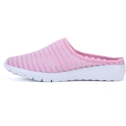 Hongyi 2018 New Summer Women Slippers Soft Breathable Mesh Beach shoes Woman Pink White chic Slides Female Casual Shoes