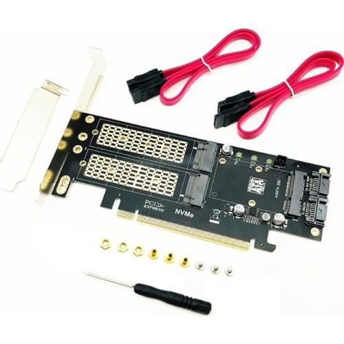 Riser Card M2 NVMe SSD NGFF to PCIE 3.0 X16 Adapter for Chia Mining Support M Key NVME SSD B Key M.2 SATA SSD mSATA 3in1 Adapter