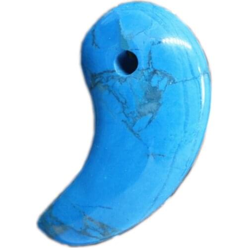 Lucky Jewelry For Diy Necklace Pendant Blue Howlite Stone Magatama Pendants Charm High Quality Accessories 19*34mm Finding B1829