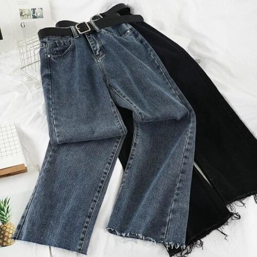 Spring And Autumn New High Waist Loose Straight Capris In Light Washed Net Red Jeans For Women