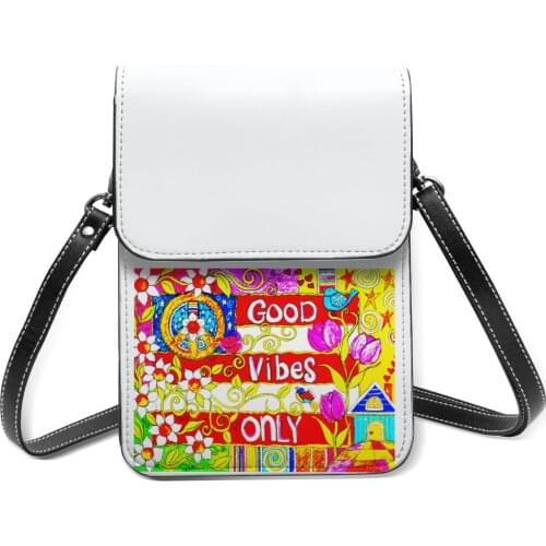Hippie Shoulder Bag Work Leather Mobile Phone Bag Student Gifts Funny Bags