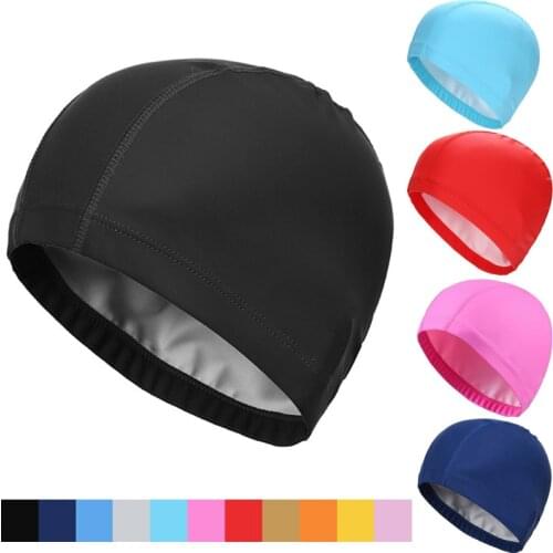 Unisex Swimming Cap Waterproof Polyester Fabric Protect Ears Long Hair Durable Swim Pool Hat for Adults Kids Training Swim Cap