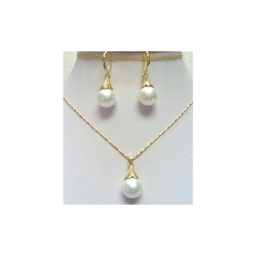 Wonderful Nobility Fine Wedding Jewelry Lucky Womens PRETTY SHELL PEARL EARRING PENDANT NECKLACE SET
