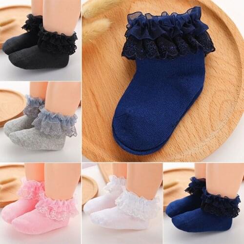 Spring Summer Baby Girl Socks Toddler Kids Ruffle Lace Cotton High Quality Short Socks Casual Infant Child Socks