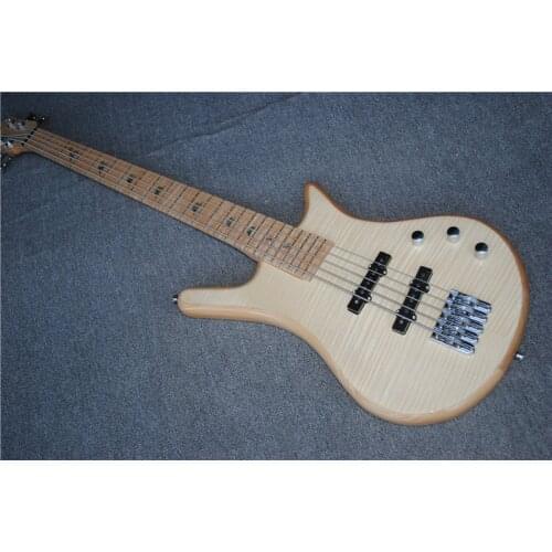 High quality custom 5 string bass guitar,5 tiger maple xylophone neck, natural wood color, free shipping