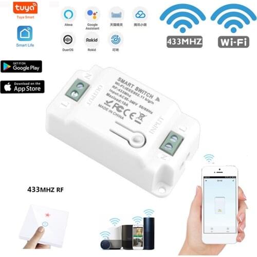 WiFi+433 Smart Home House Wifi Wireless Remote Switch Breaker LED Light Controller Module Work With Alexa Google Home Tuya APP